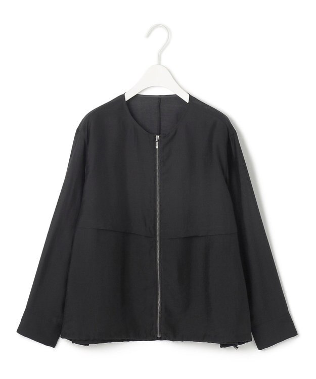 ICB 【接触冷感・速乾・洗える】 リヨセルナイロンワッシャー ノーカラーブルゾン ブラック系