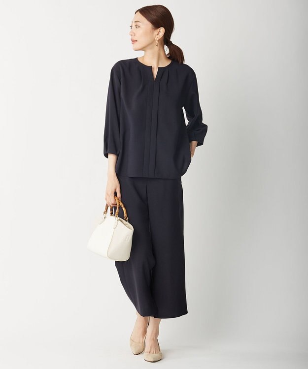 J.PRESS LADIES 【洗える】リラクシオンツイル パンツ ネイビー系