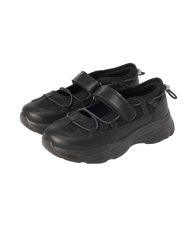 Green Parks ドロストコードメッシュスニーカー Black