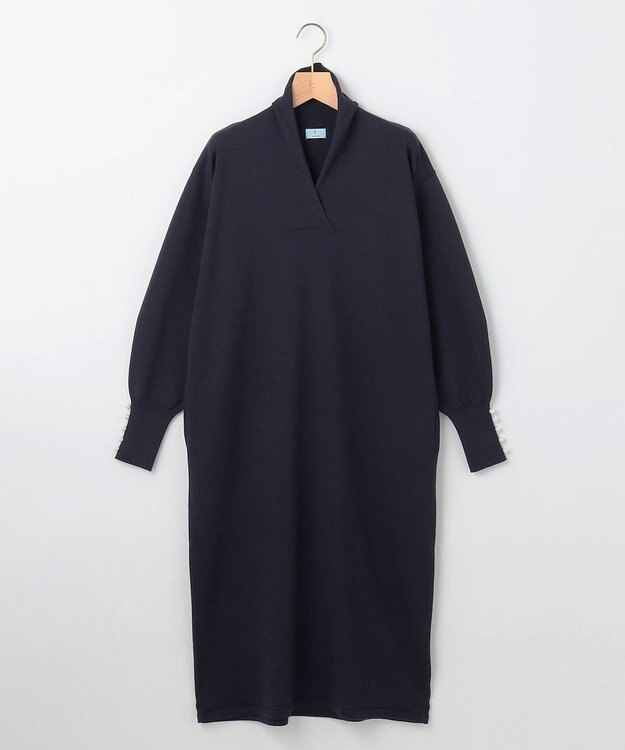 組曲 【WEB限定】Vネックニットワンピース ネイビー系