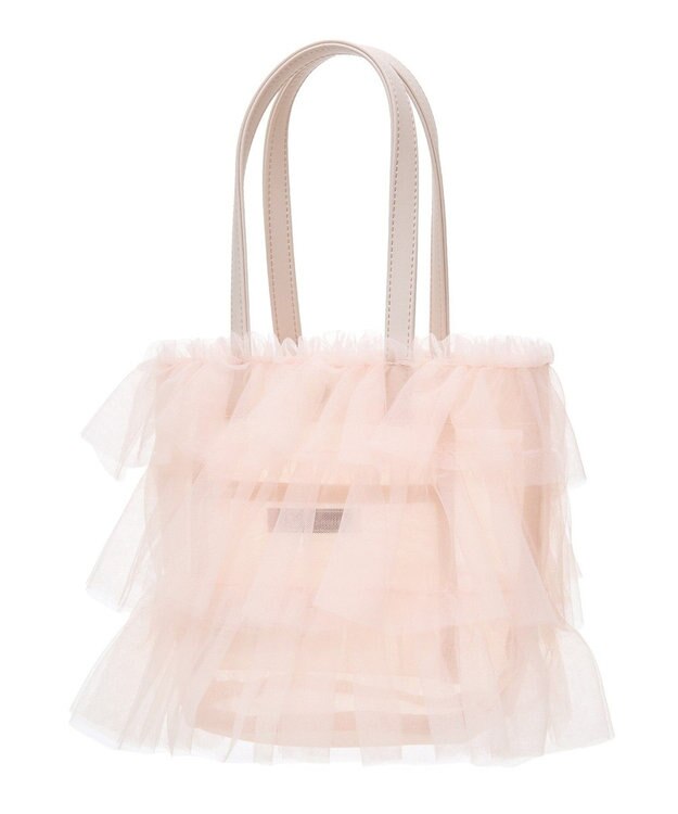 Maison de FLEUR コットンキャンディフリルトートバッグ Pink Beige