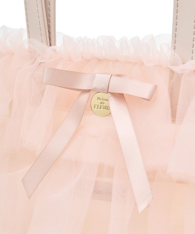 Maison de FLEUR コットンキャンディフリルトートバッグ Pink Beige