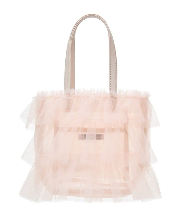 Maison de FLEUR コットンキャンディフリルトートバッグ Pink Beige