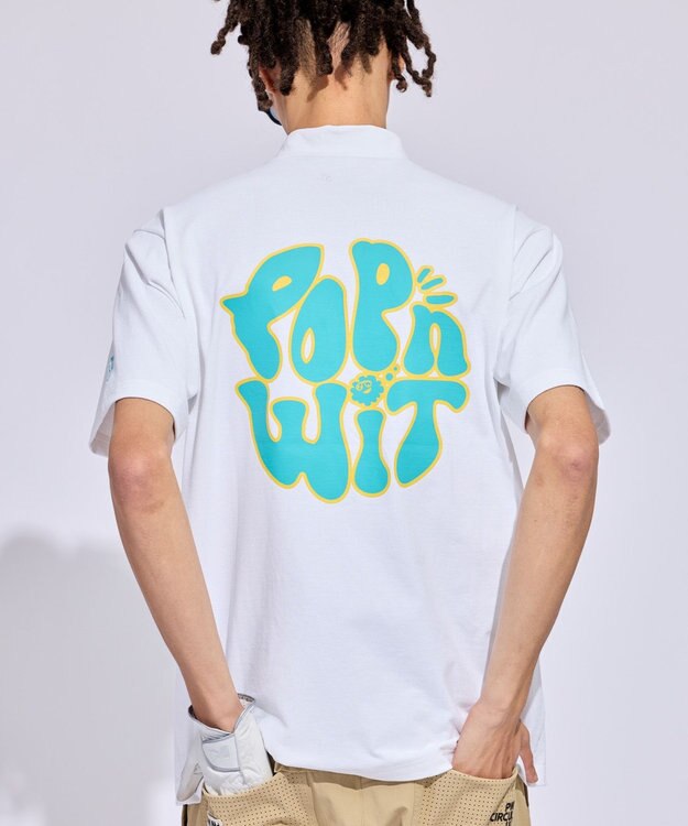 PW CIRCULUS 【MEN】POP＆WIT グラフィックモックネックT ゴルフ ホワイト系