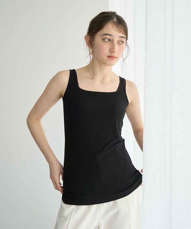 YECCA VECCA 2wayスクエアリブタンクトップ Ivory