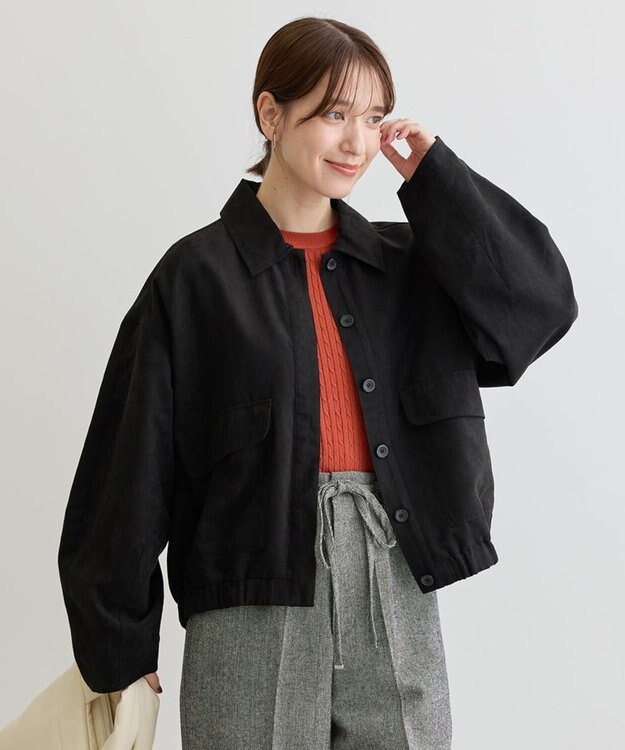 Green Parks ステンカラースウェード調ブルゾン Black