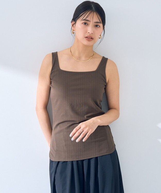 YECCA VECCA 2wayスクエアリブタンクトップ Ivory