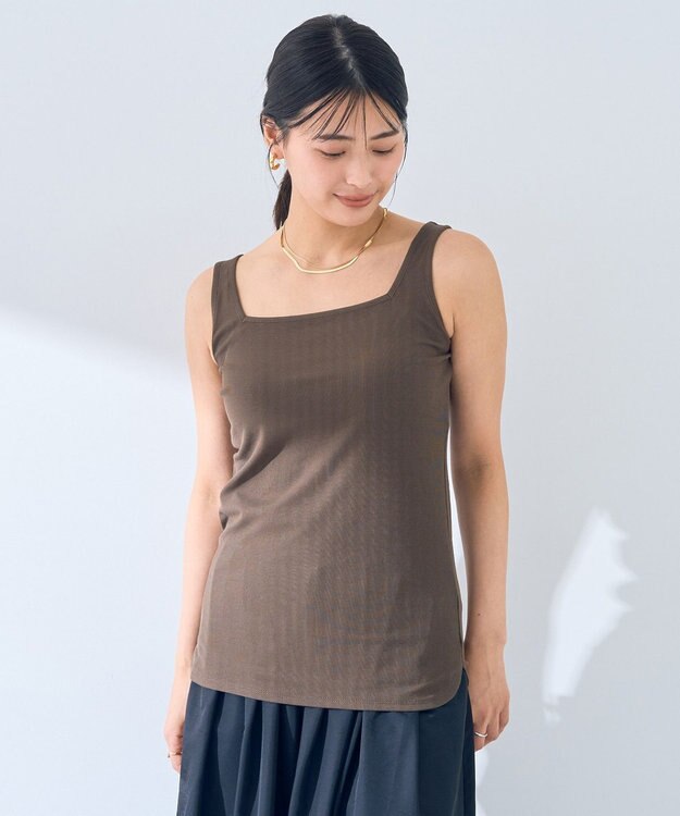 YECCA VECCA 2wayスクエアリブタンクトップ Ivory