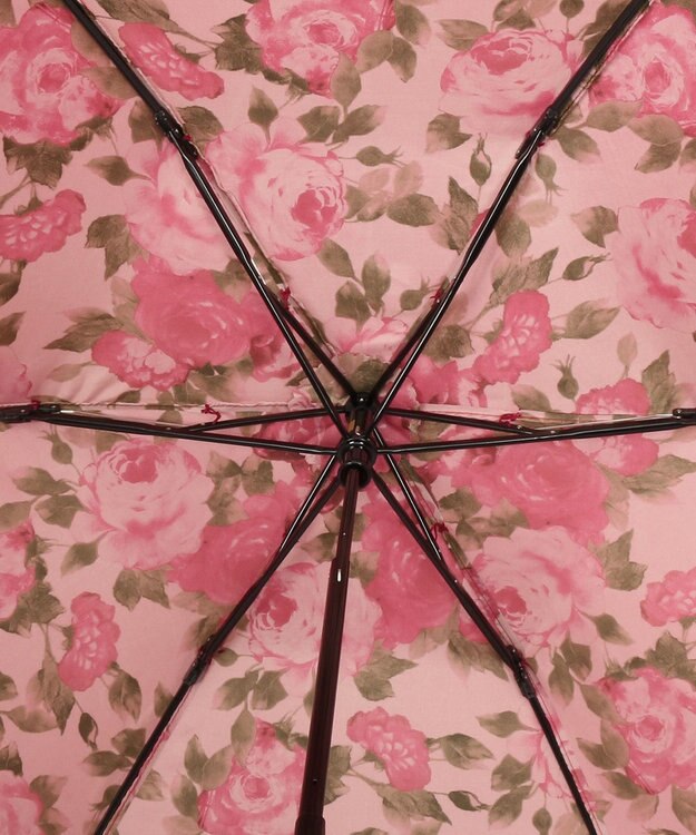 MOONBAT ミラショーン (mila schon) 折りたたみ傘 内側花プリント ワイン