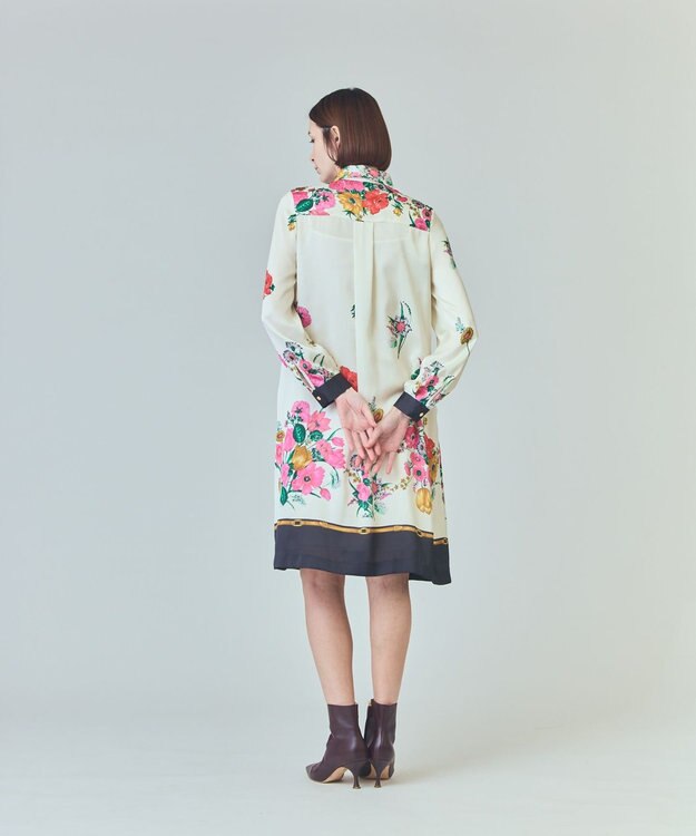 GRACE CONTINENTAL ボタニカルスカーフプリントワンピース キナリ