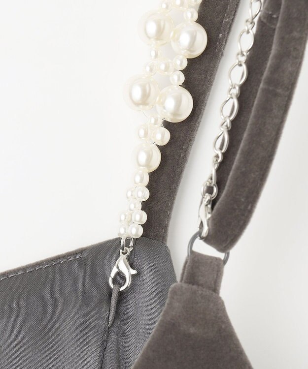 Feroux 【2WAY】パールストラップベロア ジャンスカ ライトグレー系