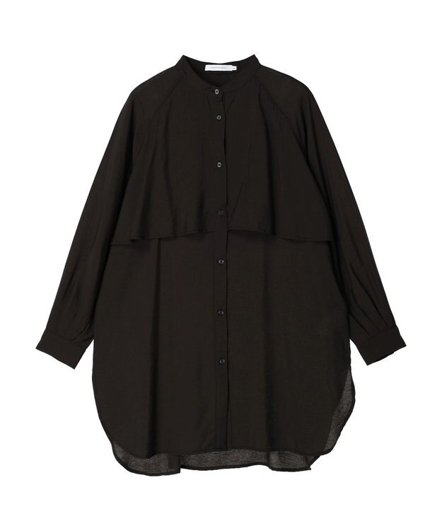 AMERICAN HOLIC バンドカラーフリルシャツチュニック Black