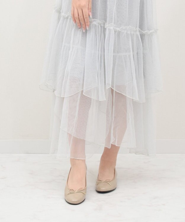 Bridget Birkin 【Bridget Birkin】ラウンドトゥリボンレインフラットパンプス ベージュエナメル