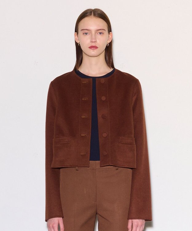 JOSEPH ライトダブルフェイス　ショート丈ジャケット Mahogany