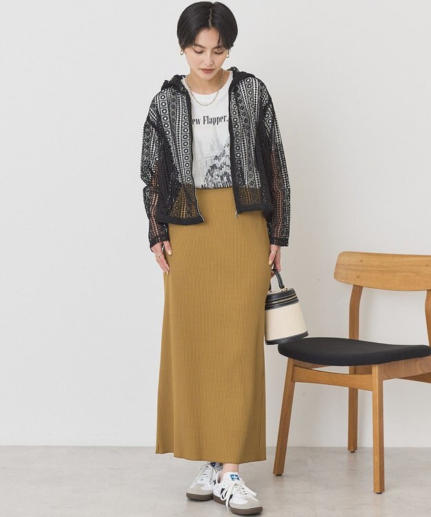 AMERICAN HOLIC 針抜きリブタイトスカート Camel