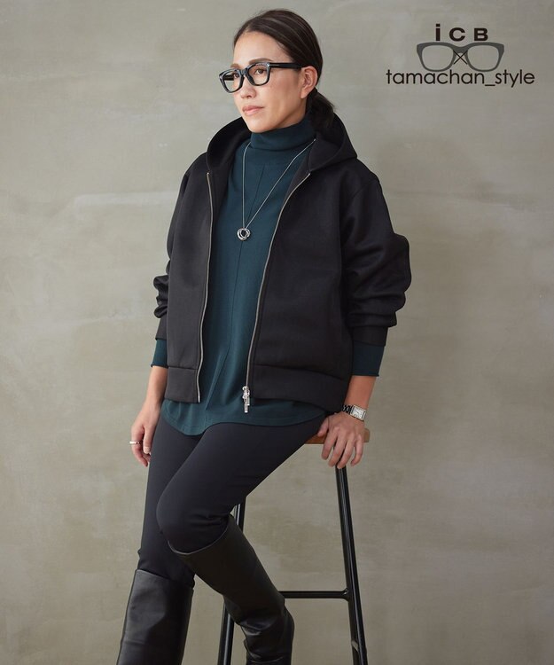 ICB L 【ICB×tamachan_style コラボ】　シアーパーカー ブラック系