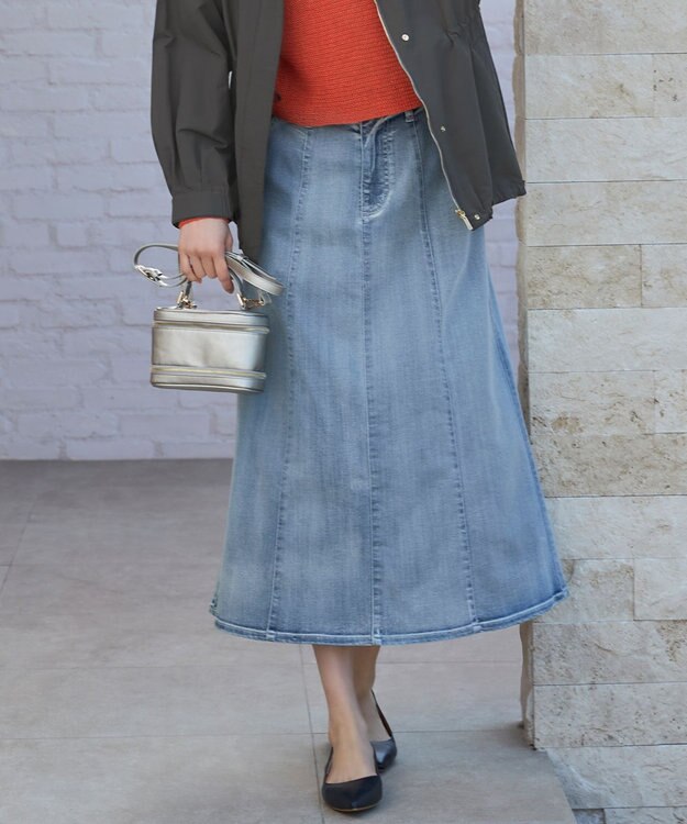 自由区 【洗える】ウスカルデニム スカート ライトインディゴ