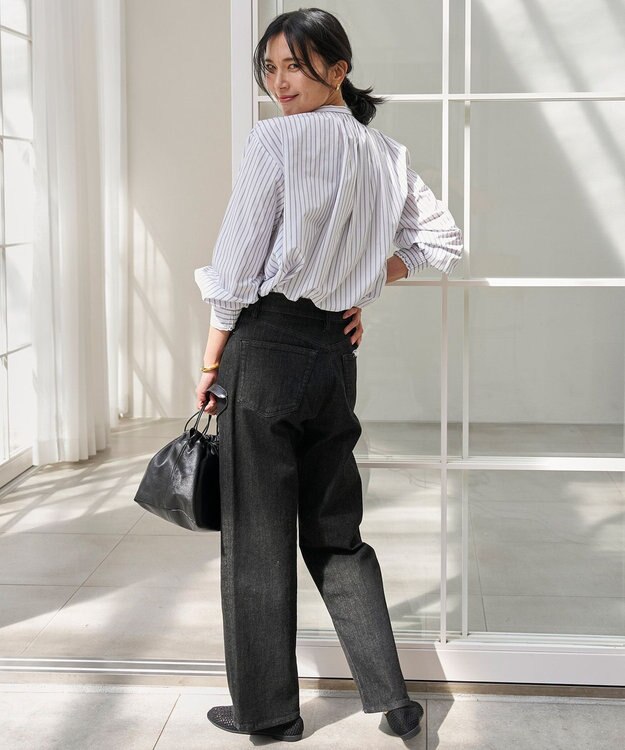 UNFILO 【UNFILO DENIM】撥水ストレッチ テーパードデニム ブラック