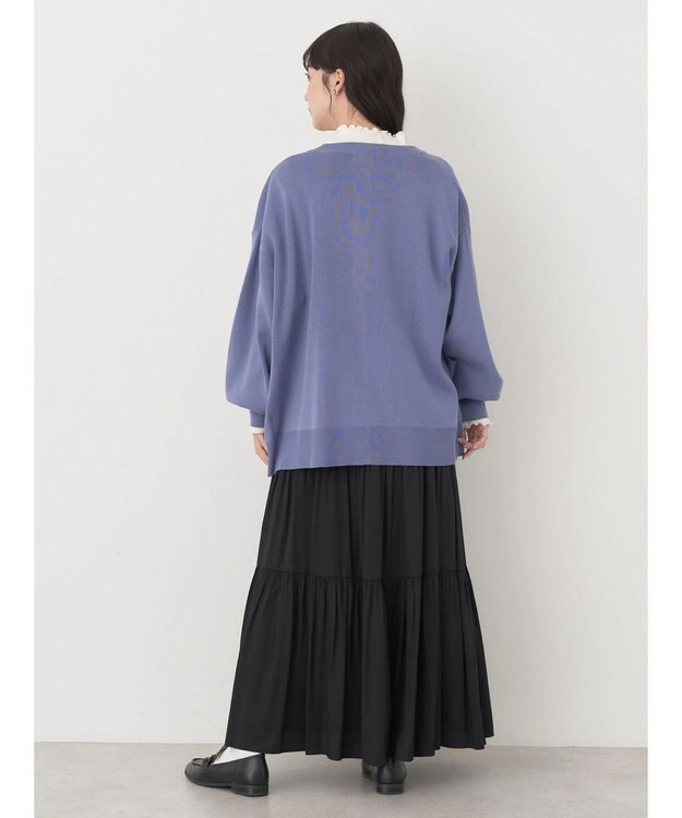 earth music&ecology クルーネックミドル丈カーディガン Blue