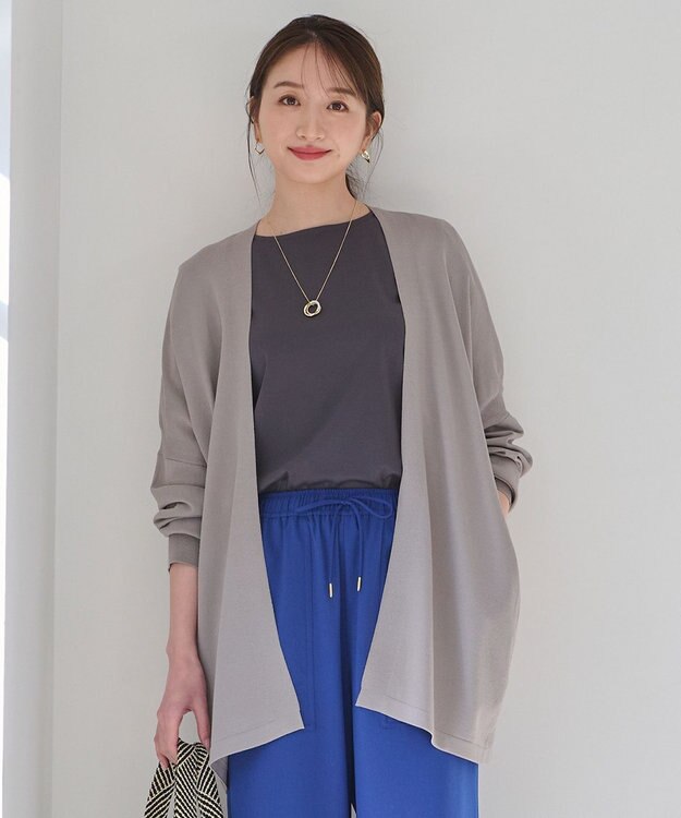 ANY L 【接触冷感/UVケア/アンチピリング】ニットカーディガン グレー