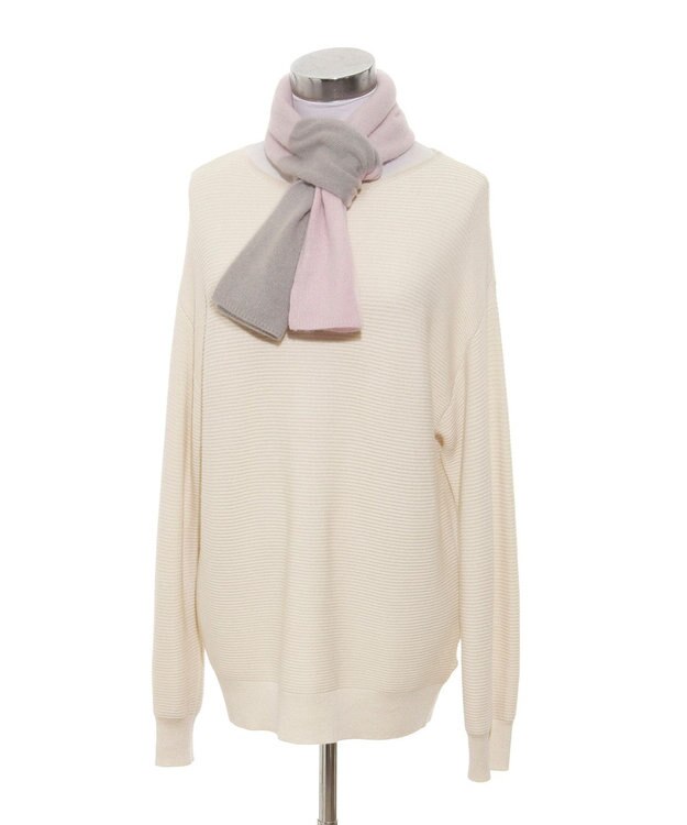 MOONBAT 【洗える】mila schon カシミヤ100%バイカラープチマフラー ペールピンク