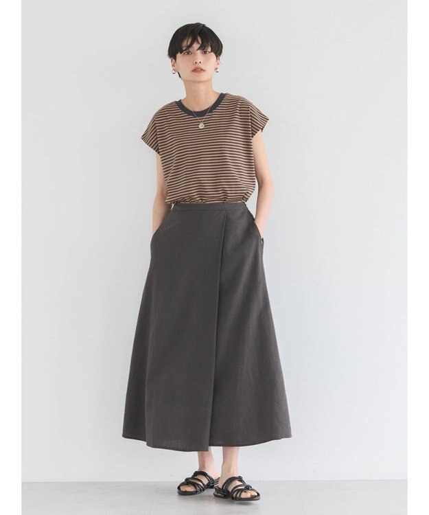 AMERICAN HOLIC 接触冷感フレンチスリーブカットプルオーバー Border Gray