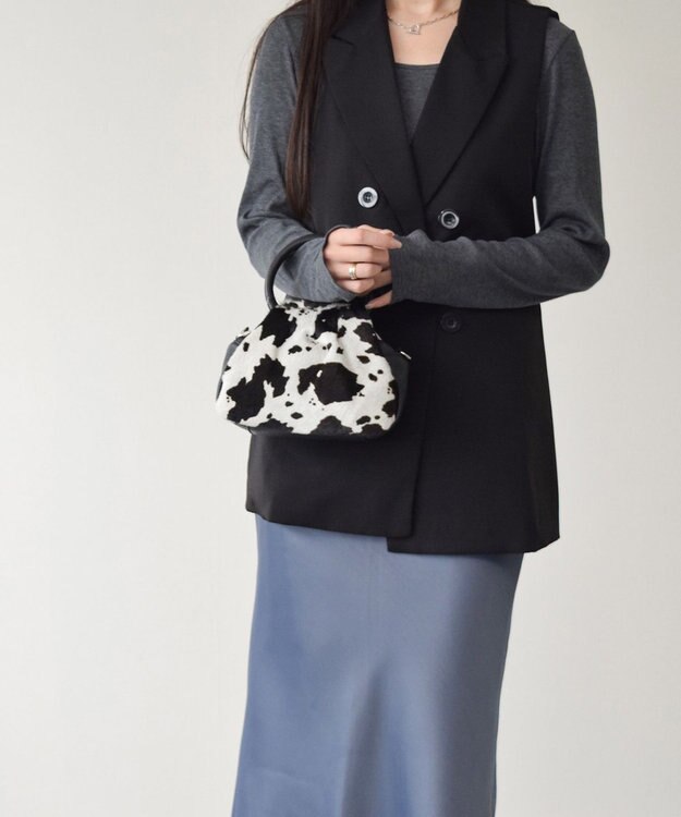 INTER-CHAUSSURES 【ANDREA CARDONE ITALI】異素材コンビハンドバッグ ブラックコンビ