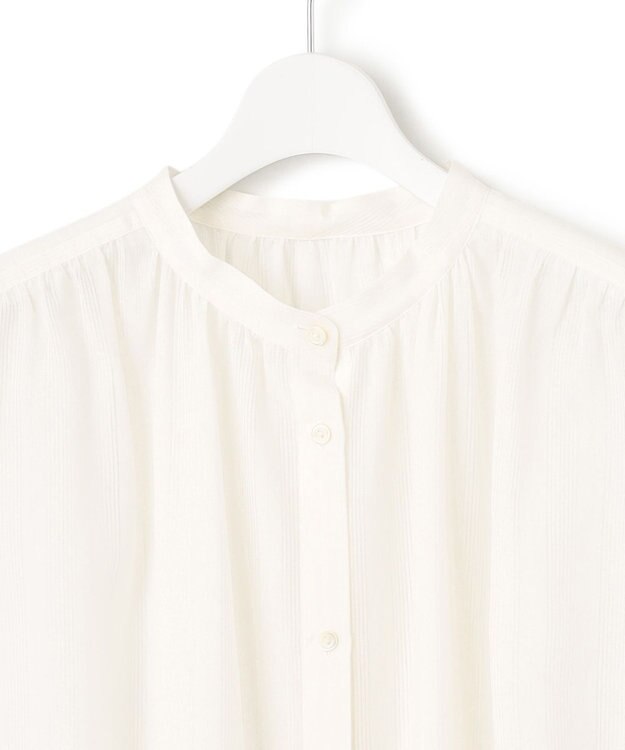 23区 【洗える】シアーストライプ ノースリーブ ブラウス ホワイト系