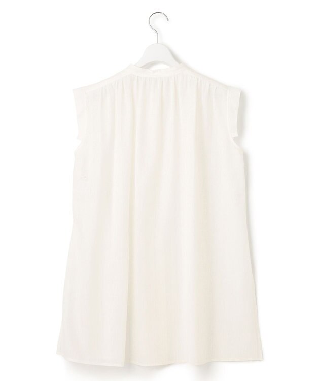 23区 【洗える】シアーストライプ ノースリーブ ブラウス ホワイト系