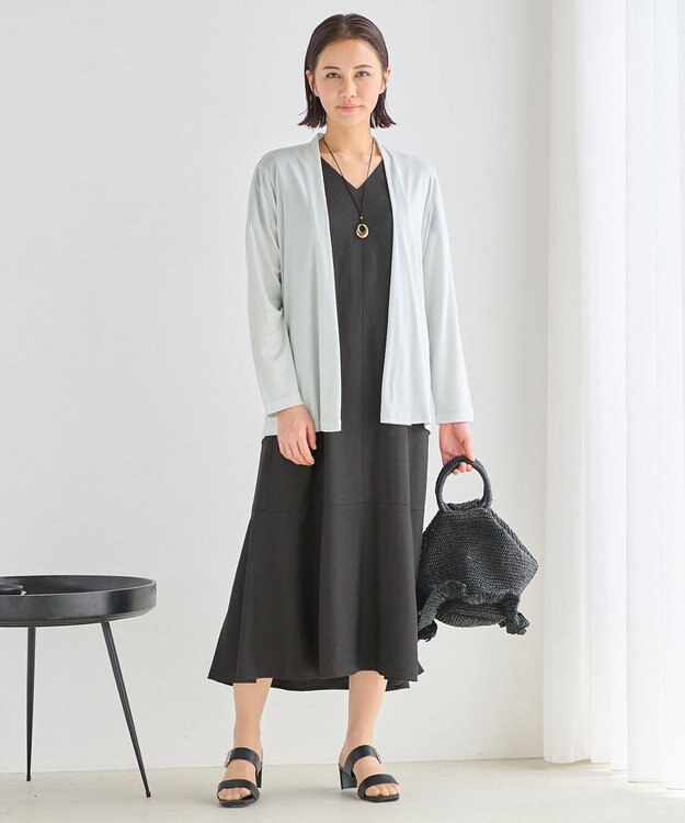 自由区 【XSサイズ~/洗える】キュプラリネンシャンタン ワンピース グレー系