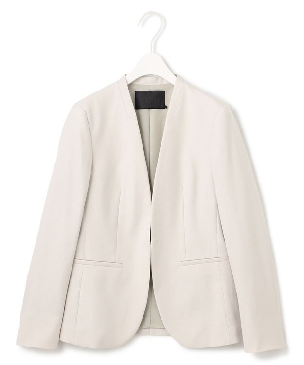 ICB 【洗える】プロヴィスウールツイル ノーカラージャケット トープ系