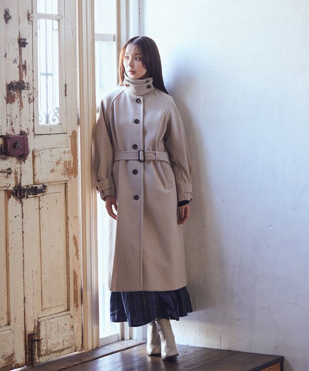 earth music&ecology 2WAYカラーロングコート ベージュ