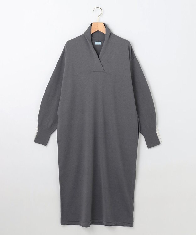 組曲 L 【WEB限定】Vネックニットワンピース チャコールグレー系