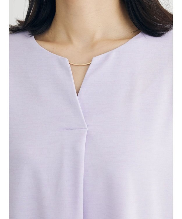 Green Parks バー付き７分袖ブラウソー Purple