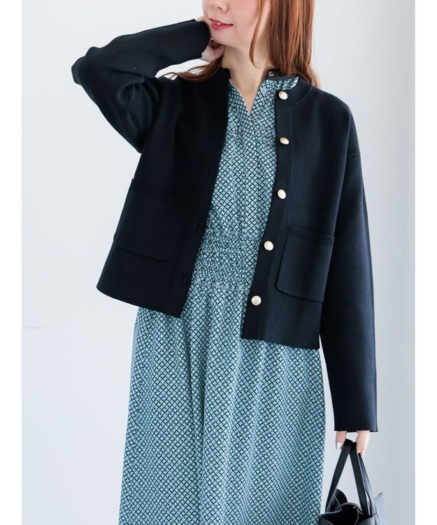 Te chichi ミラノリブポケットクルーカーディガン ブラック