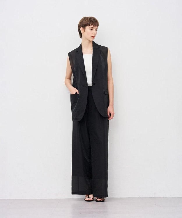 uncrave シアーオーガンジー ワイドパンツ ブラック