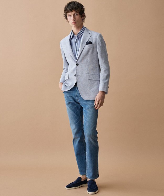 JOSEPH ABBOUD 【JAPANファブリック/ストレッチ/軽量】ライトオンス ストレッチ デニム パンツ サックスブルー系