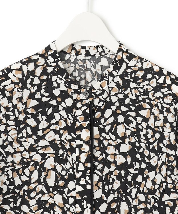 ICB 【WEB限定カラーあり・速乾・洗える】BackSatinAmunzen バンドカラーブラウス ブラックベース系