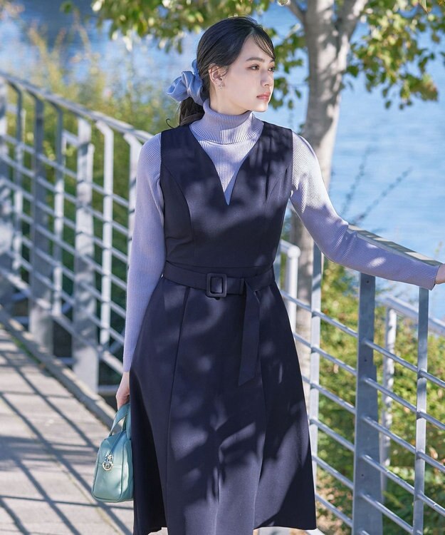 Tiaclasse L 【新色追加・洗える】リブタートルニット ラベンダー