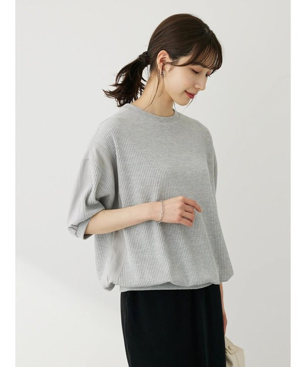 Green Parks ワッフル布帛ドッキングプルオーバー Gray Mixture