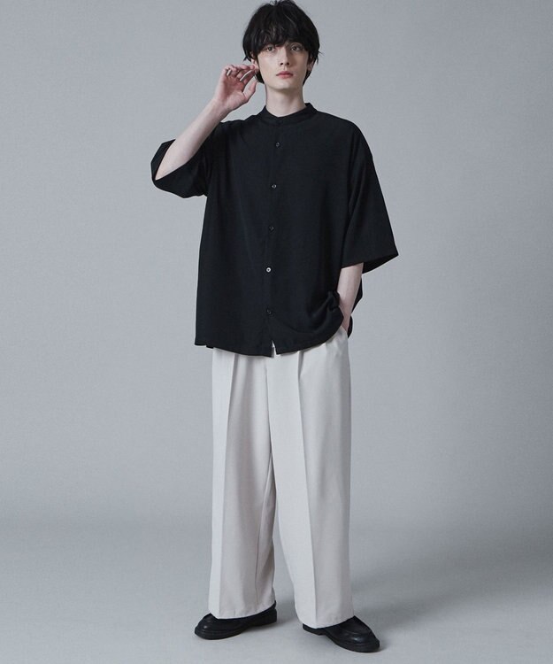 WEGO トロミBIGバンドカラーシャツ（S） ブラック