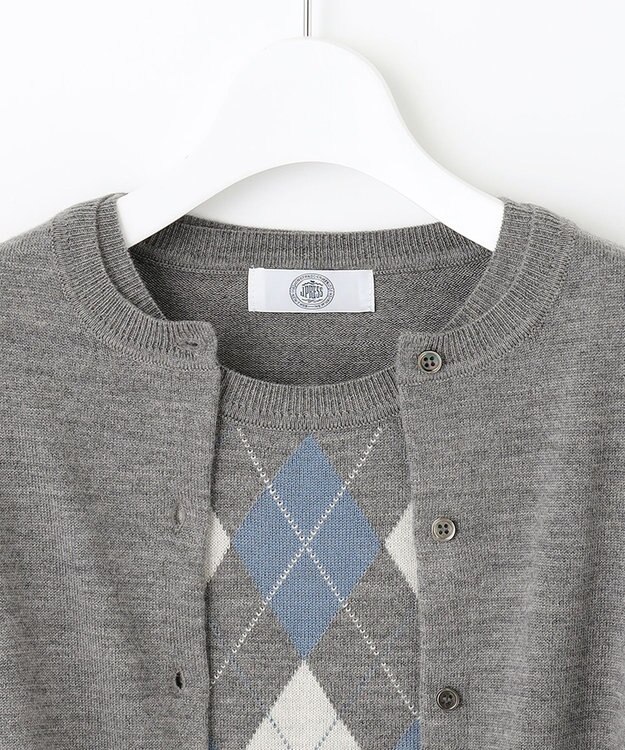 J.PRESS LADIES 【洗える】アーガイルツイン ニット グレー系