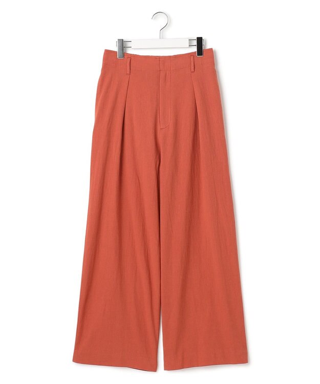J.PRESS YORK STREET 【WOMEN】コットンワッシャータックワイド パンツ オレンジ系
