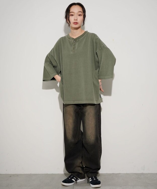 WEGO 【ユニセックス着用ITEM】HENRYNECK　T カーキ