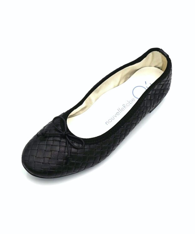 nouvelleRobe Oū サイズ追加【本革・高反発】Round ラウンドトゥ メッシュバレエシューズ BK