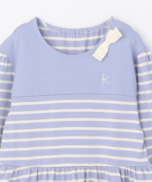 組曲 KIDS 【150-160㎝】ボーダー ワンピース サックスブルー系1