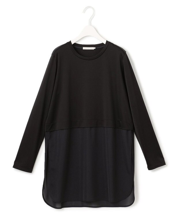 ICB L 【洗える】シアージャージーコンビ カットソー ブラック系