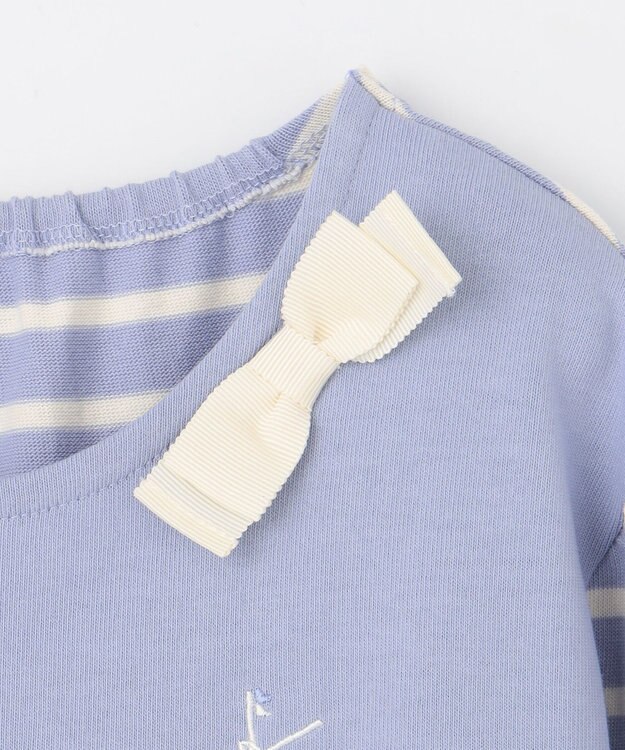 組曲 KIDS 【150-160㎝】ボーダー ワンピース サックスブルー系1