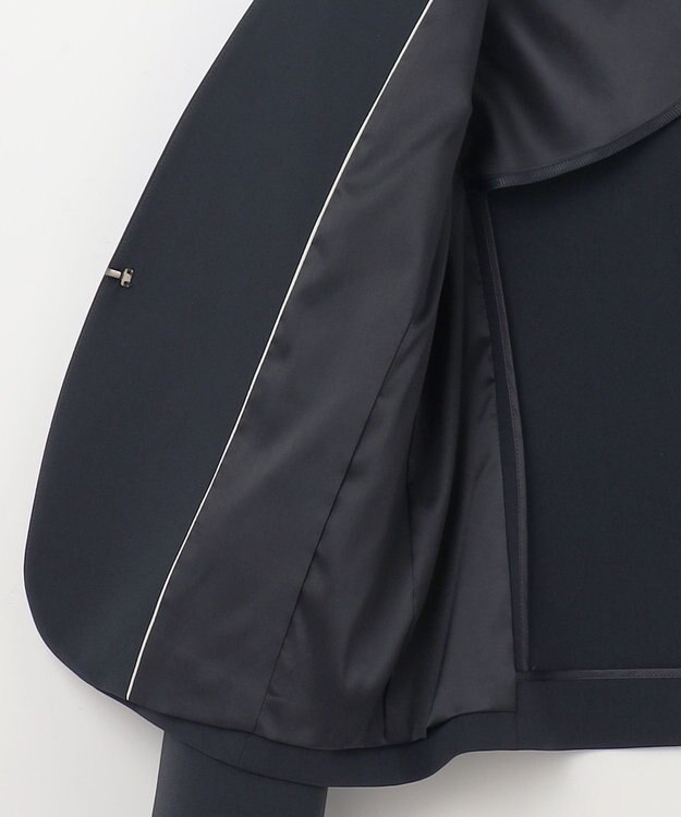 自由区 【セットアップ対応・洗える】トリアセダブルクロスノーカラー ジャケット ネイビー系