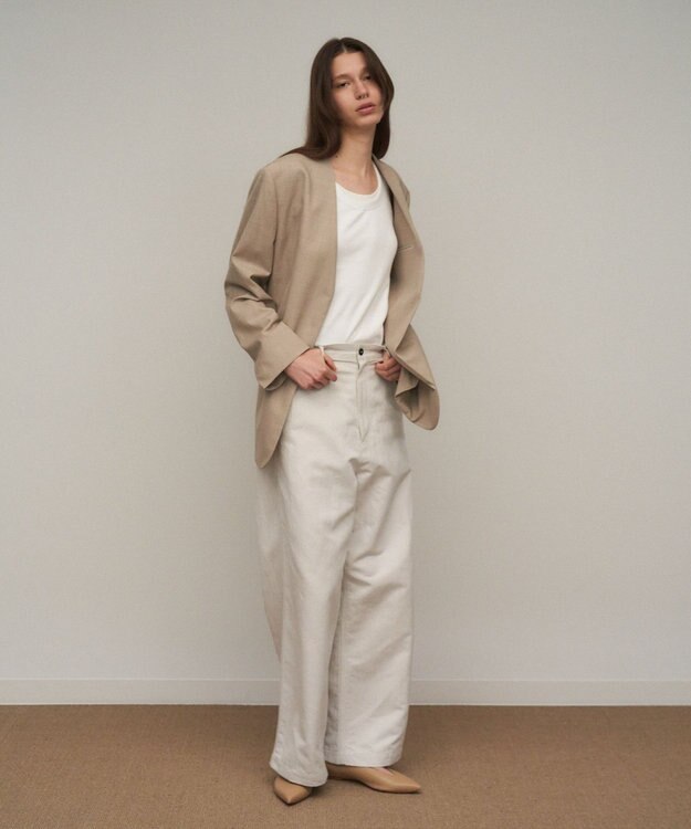 ATON WOOL SILK TWILL | カラーレスジャケット TOP BEIGE